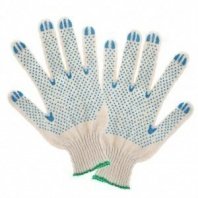 Перчатки х/б, ПВХ покр, точка, 7.5кл, 3нит, бел осн, Эконом