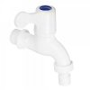 Кран водоразборный со штуцером 1/2" пластик, ручка-флаг, белый