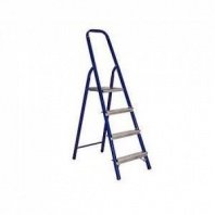 Лестница стремянка 4 ст, стальная (сталь+алюм.ступени) синяя 82см АЛЮМЕТ М8404