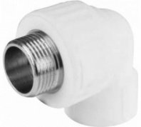 Уголок комбинированный ПП 25х3/4", 90 градусов, наруж рез, белый, Valfex