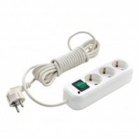 Фильтр сетевой 3 розетки, ПВС 3х1 мм², 16А, с/з, 5м, (шт.)