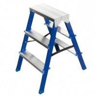 Лестница стремянка 3 ст, стальная двусторонняя (сталь+алюм.ступени) Политех