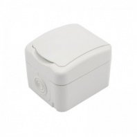 Розетка одноместная Mini OG IP54, с заземлением, о/у, белая KRANZ