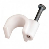 Скоба с гвоздем 8мм 50шт, круглая белая REXANT