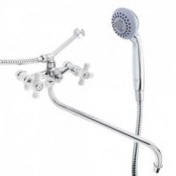 Смеситель для ванны Венера, круглый излив 35см, керам. кран-буксы 1/2, душ. набор, латунь, хром RAIN