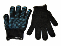 Перчатки ХБ с ПВХ  7 нитей/7,5 класс/90 гр. Двойной оверлок (Россия) черная