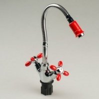 Смеситель для кухни, Эверест, гибк излив, с кран-буксой, красн, B58-071C