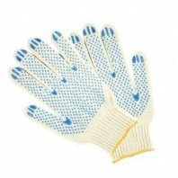 Перчатки х/б, ПВХ покр, точка, 7.5кл, 4нит, бел осн, утолщенные