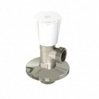 Кран для бытовых приборов, 1/2"х3/4", латунь, ручка, удлиненный, никель, РосТурПласт