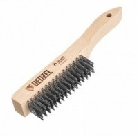 Щетка ручная 6-рядная, деревянная ручка, прямая проволока из нержавеющей стали Denzel