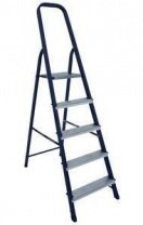 Лестница стремянка 7 ст, стальная (сталь+алюм.ступени) синяя 145см АЛЮМЕТ М8407