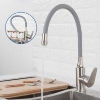 Смеситель для кухни, Frap, гибк излив, с картриджем, нерж, F4448