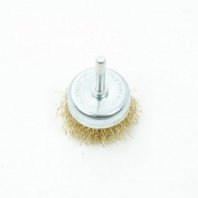 Щетка для дрели 50мм, чашка пушистая со шпилькой, латунированная мягкая, 0,3мм, Bohrer