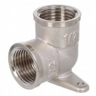 Уголок 1/2" (15мм), Г-Г (м/м), никель, с креплением, индуп, РосТурПласт