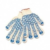 Перчатки х/б, ПВХ покр, волна, 7.5кл, 5нит, бел осн, утолщенные, Люкс