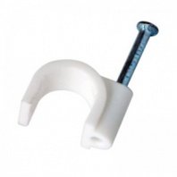 Скоба с гвоздем 10мм 50шт, круглая белая REXANT