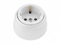 Розетка 1 гнездо О/У, с/з, белая, Ретро, BYLECTRICA