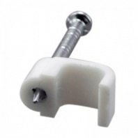 Скоба с гвоздем 6х4мм 50шт, плоская белая REXANT