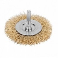 Щетка для дрели 75мм, дисковая пушистая со шпилькой, латунированная проволока Matrix