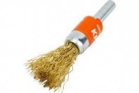 Щетка для дрели 25мм, чашка пушистая со шпилькой, латунир.концевая Кратон