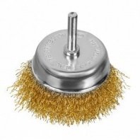 Щетка для дрели 75мм, чашка пушистая со шпилькой, латунированная проволока Matrix