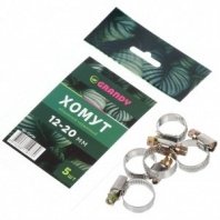 Хомут червячный 12-20мм, 5шт, нерж сталь, инд уп, Grandy