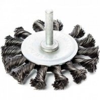 Щетка для дрели 65мм, дисковая крученая со шпилькой радиальная витая REDVERG (830041)