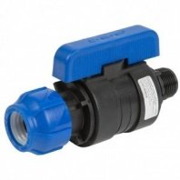 ПНД кран d25х3/4", наруж рез, шаровой, цанга, Valfex