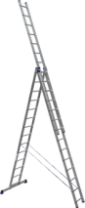 Лестница трехсекционная алюминиевая 197/282/394см; 3* 7 ст; 9,2 кг Мега СТАРТ(54х20;1,25)