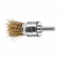Щетка для дрели 25мм, чашка пушистая со шпилькой, латунир.витая проволока MaxiTool