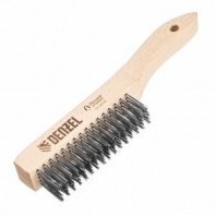Щетка ручная 5-рядная, деревянная ручка, прямая проволока из нержавеющей стали Denzel