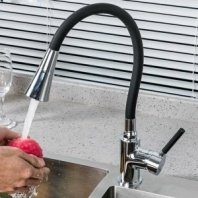 Смеситель для кухни, Frap, гибк излив, с картриджем, чер, F4044