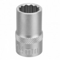 Головка 1/2" 12гр. 14мм торцевая, CrV, под квадрат хромированная// Stels