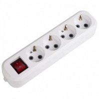 Колодка с выключателем 4 гнезда с/з белая 10А 2,2кВт 250В IP20 REXANT