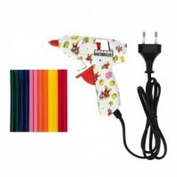 Клеевой пистолет 15 Вт, 7 мм, 10 г/мин + набор цветных стержней 12 шт, блистер REXANT