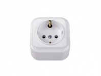 Розетка 1 гнездо О/У, с/з, белая, Вариант, Bylectrica