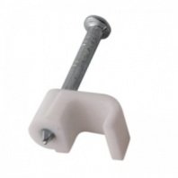 Скоба с гвоздем 4х2мм 50шт, плоская белая REXANT