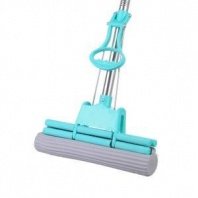 Швабра ПВА, двойной ряд роликов 27см, телескоп.ручка 115см, отжим (аквамарин)"Дабл"