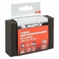 Губка абразивная шлифовальная 100х70х25мм, P100 мягкая Matrix