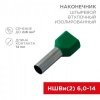 Наконечник штыревой втулочный изолированный F-14 мм 2х6 мм² (НШВи(2) 6.0-14/НГи2 6,0-14) зеленый REX