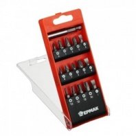ЕРМАК Биты с держателем, 15 шт., в пласт. кейсе, 25 мм, PH0, 1, 2, 3, PZ0, 1, 2, 3 , SL5, 6, 7, T10