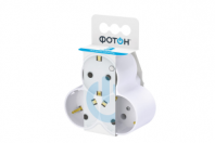 Разветвитель электрический, тройник, 3 гнезда, с заземлением, 16А, 4кВт, белый, АМ 16-3Е, ФОТОН