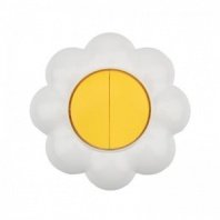 Выключатель двухклавишный KRANZ HAPPY Ромашка скрытой установки, желтый/белый