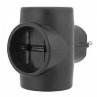 Разветвитель электрический, тройник, 3 гнезда, без заземления, 6А, 1,5кВт, черный REXANT