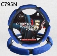 Оплетка на руль M (37-39см) спонж синий C2R 1/25_