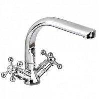 Смеситель для кухни, поворотный излив 25см, керам. кран-буксы 1/2, хром, цинк, SK01-G208 СоюзКран