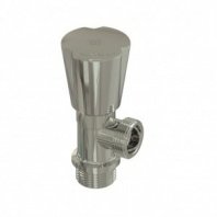 Кран для бытовых приборов, 1/2"х1/2", латунь, ручка, угловой, хромированный, хром, РосТурПласт