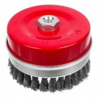 Щетка чашка УШМ 125мм крученая М14, усиленная, стальная проволока, посадочная гайка РемоКолор