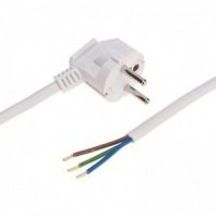 Шнур электрический с вилкой 1,5м, кабель 3х1,5мм2, ПВС, (белый) REXANT