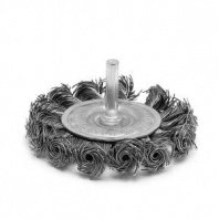 Щетка для дрели 75мм, дисковая крученая со шпилькой, стальная проволока Pobedit